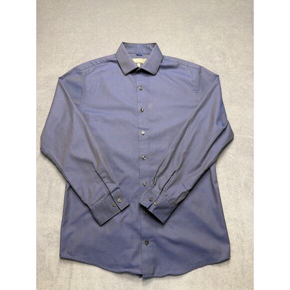 Kenneth Cole Reaction Wrinkle Free Long Sleeve Button Down Blue Mens M Slim Fit - Picture 1 of 8